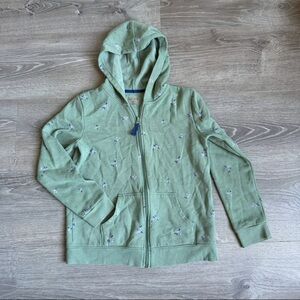 Cat & Jack Green Zip-Up Hoodie with Floral Pattern Size Large 10/12
